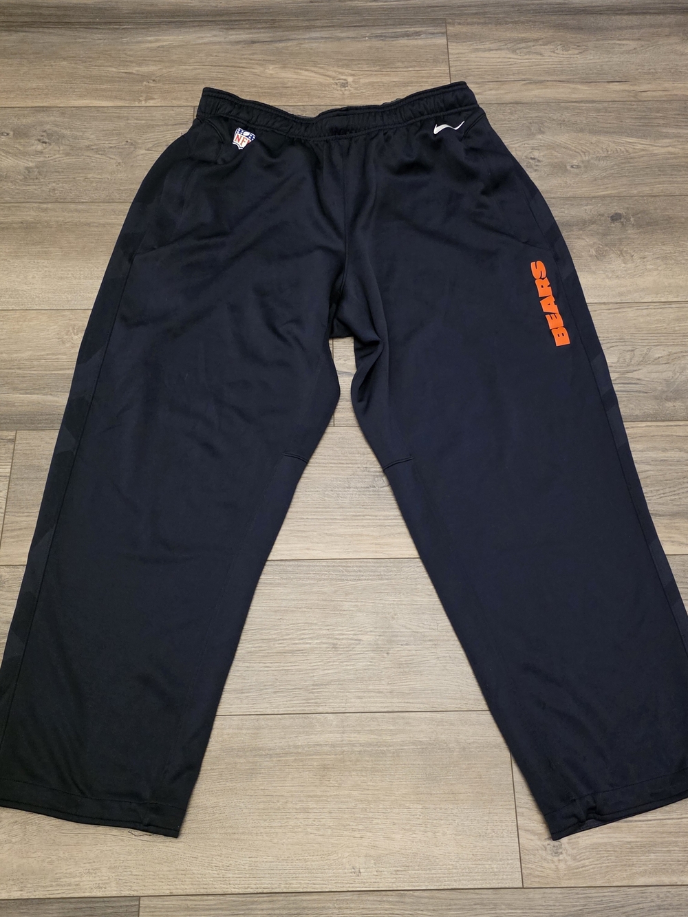 NFL Men’s Black Sweatpants with Orange BEARS Script